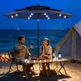 thumbnail image 2 of 9ft Patio Umbrella with Solar Lights, 3-Tier Umbrella Outdoor Patio with LED Lights, Ventilation, Easy Crank & Tilt, 8 Sturdy Ribs, UV Protection, Large Patio Umbrella for Deck, Pool, 2 of 8