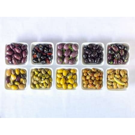 Bowl Frank - Varieties of Olives in bowls on white background Rolled Canvas Art - Assaf Frank (9 x 12)