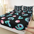 thumbnail image 5 of Manfei Sports Baseball Queen Sheets, 67 Queen Sheet Sets, Black Donut Teal 4-Piece(1 Flat Sheet, 1 Fitted Sheet and 2 Pillowcases), 5 of 6