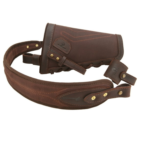 Leather No Drill Suit Leather Rifle Shotgun Buttstock Shell Cover with Gun Sling  Barrel Mount