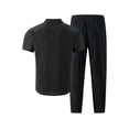 thumbnail image 6 of Mens 2 Piece Linen Set Summer Beach Button Down Short Sleeve Work Shirt Long Pant Vacation Casual Outfit Size 3XL Black, 6 of 6