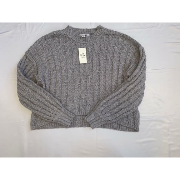 MSRP $44 And Now This Womens Cable-Knit Sweater Gray Size Small