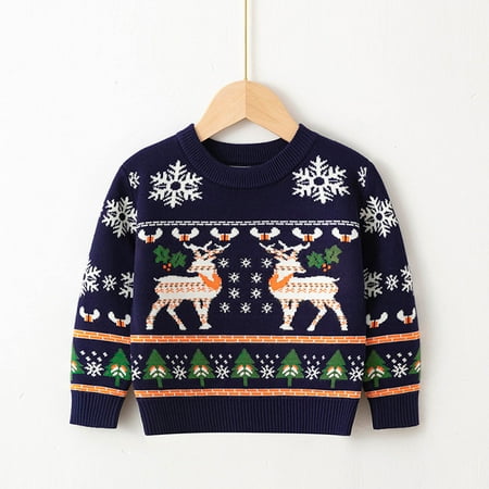 

Sweater for Child Toddler Boys Girls Christmas Cartoon Deer Snowflake Long Sleeve Warm Knitted Pullover Knitwear Xmas Tops Coat