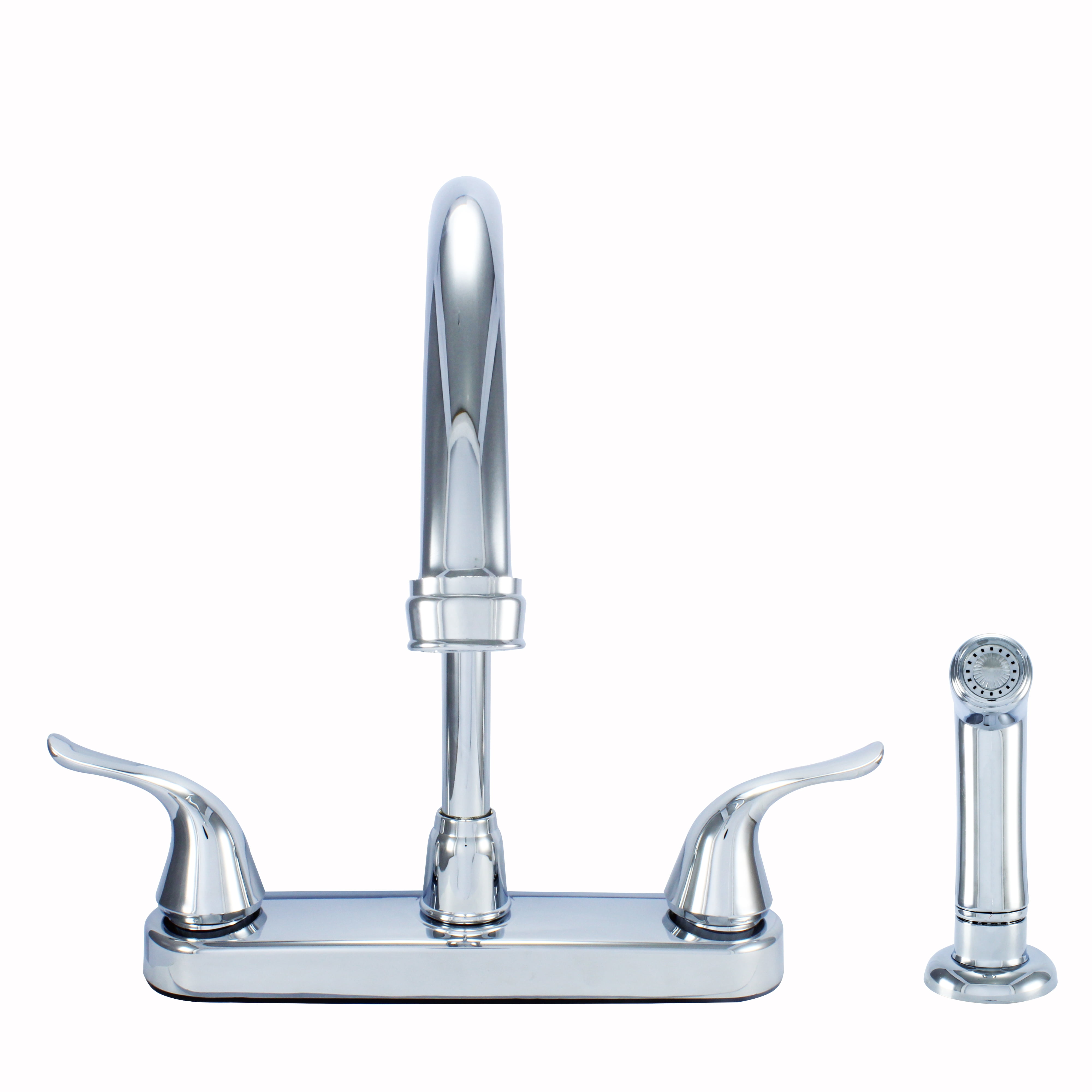 23073024 - Non Metallic Kitchen Sink Faucet 360 Degree Swivel High Spout Double Handle Washerless with Side Spray