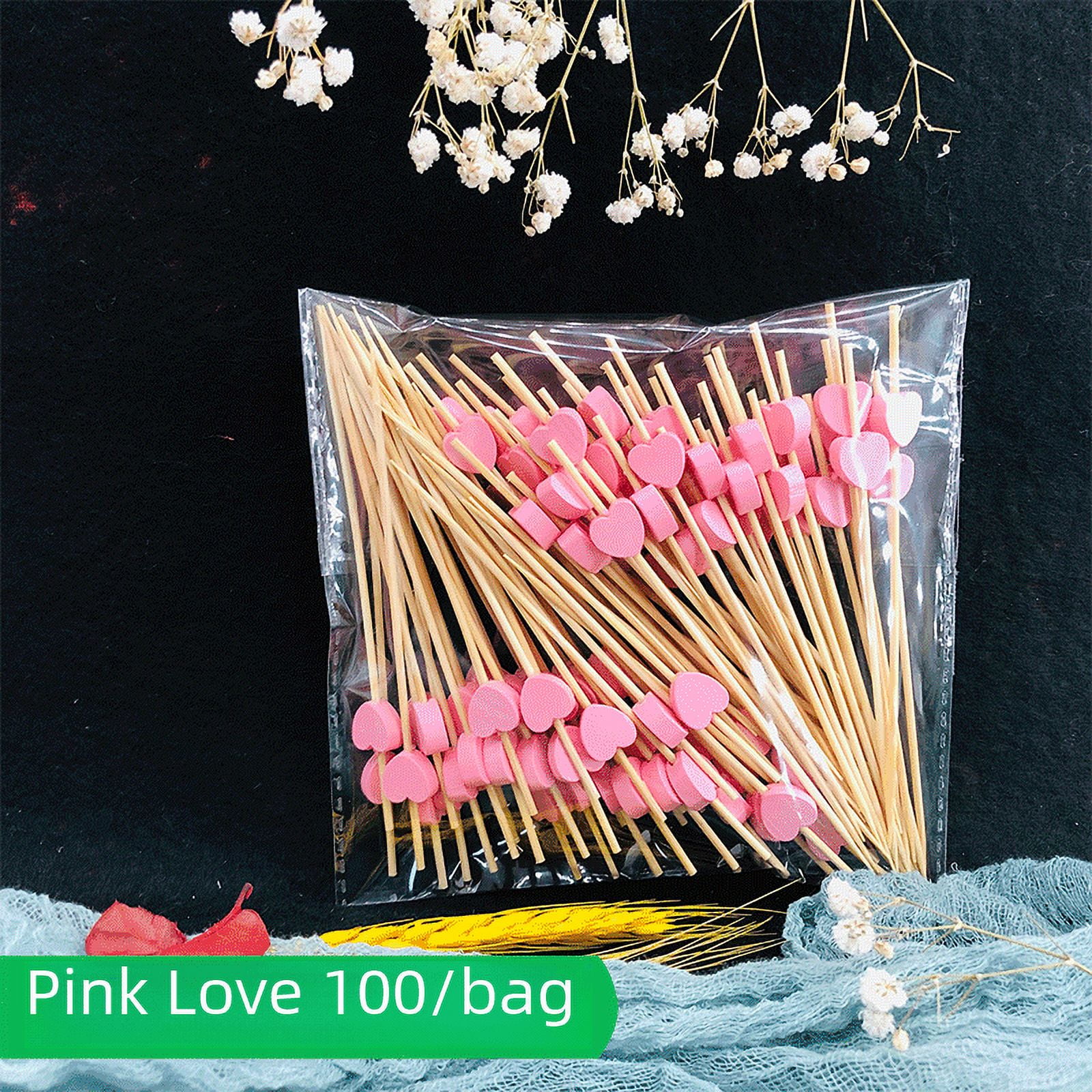 100 PièCes Batons De Cocktail12 Cm Jetable Bambou CœurCureDents En Bois Fête Fournitures
