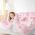 thumbnail image 4 of Feelyou Kawaii Cartoon Ribbon Queen Comforter Set for Girl, Western Flower Floral Bedding Sets, Mandala Damask Print Reversible Bedding Comforter Set, Lightweight Room Decor, 3pcs, 4 of 8