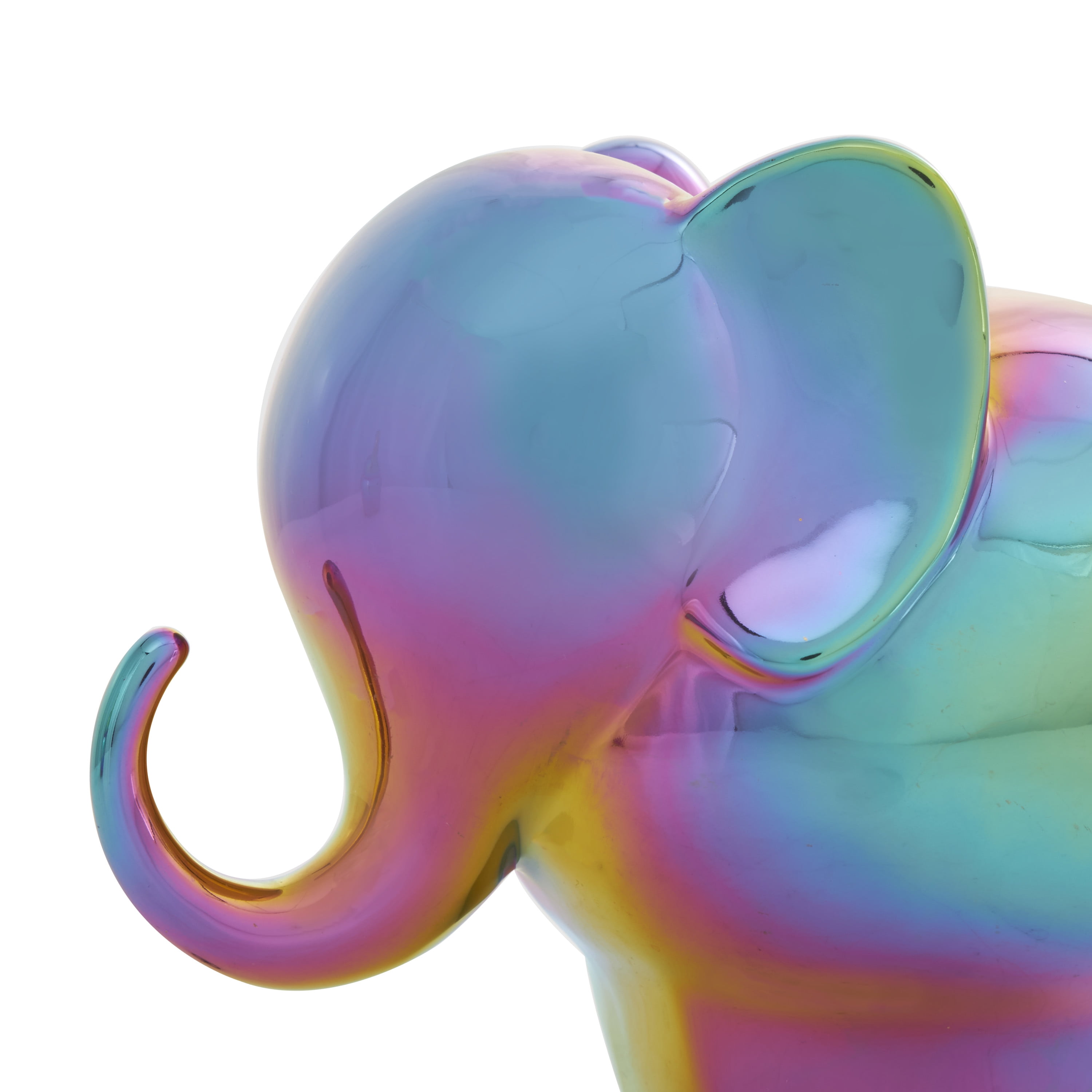6", 7"H Multi Colored Ceramic Elephant Sculpture with Rainbow Shimmer Finish, by DecMode (2 Count)