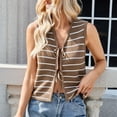 thumbnail image 2 of AherBiu Sweater Vests for Women Striped Bow-Tie Open Front Deep V Neck Sleeveless Knitted Summer Tank Tops, 2 of 8