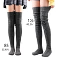 thumbnail image 5 of 1 Pair Women Stockings Solid Color Yarn Warm Cold Weather Foot Warmer Skirt Decorative Girl Boot Hosiery Outdoor Overknee Black, 5 of 9