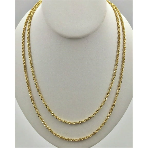 10K Real Yellow Gold 4mm Necklace Gold Rope Chain