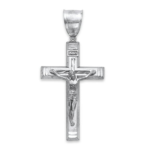 925 Sterling Silver Large INRI Crucifix Pendant for Necklace, Hip Hop Jewelry Catholic Gift