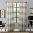 thumbnail image 1 of Clean Window Twill Stripe Allergy/Pet Friendly Anti-Dust Cafe Curtain, 52" x 63" Panel, Black/Linen, 1 of 4