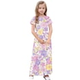 thumbnail image 5 of DAETIROS Soft & Flowy Girls Floral Maxi Dress - Casual Short Sleeve Summer Sundress with Pockets for Kids Purple 4-14Y,Size 5 T, 5 of 9