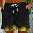 thumbnail image 2 of Penkiiy Carnivals Shorts, Men's Flame Printing Special Print Beach Casual Trouser Shorts Pant S Yellow, 2 of 9