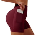 thumbnail image 2 of Busydd Short Leggings for Women with Pockets Solid Color High Waisted Gym Workout Leggings Summer Yoga Athletic Shorts S, 2 of 6