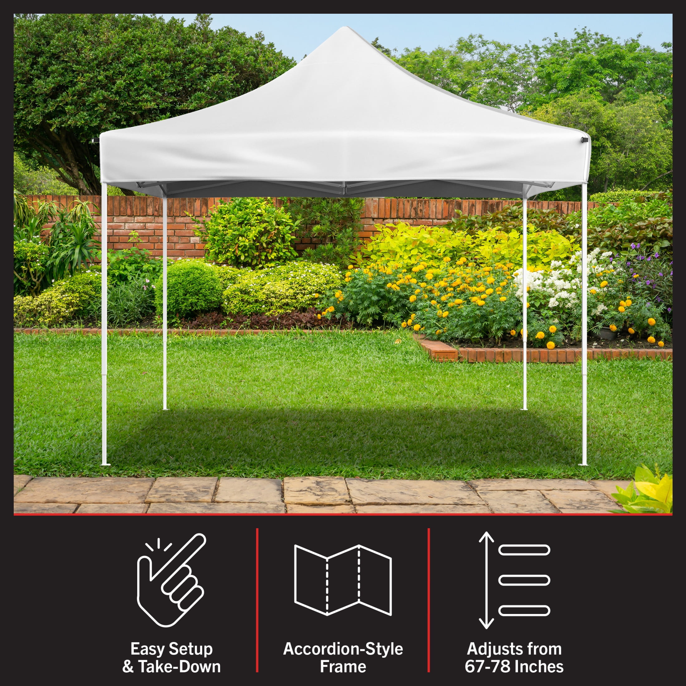 Stalwart 10x10 ft Pop Up Canopy Tent - UPF30 Beach Tent Sun Shelter, White