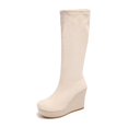 thumbnail image 6 of Taqqpue Women's Knee High Boots Round Toe Slip On Wedge Heel Platform Comfortable Long Boots for Women Size 5.5-10.5 Fashion Dress Shoes Fall Winter Riding Footwear Casual Walking, 6 of 10