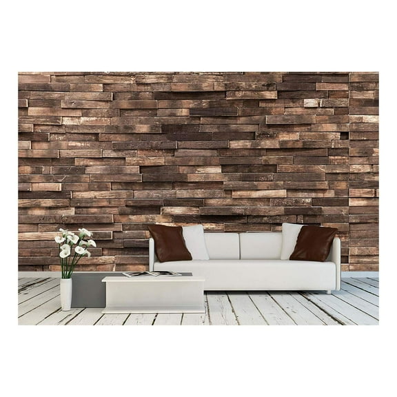 wall26 Wall Mural Brown Retro Wood Textured Paneling Removable Self-Adhesive Large Wallpaper - 66x96 inches