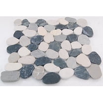 Interlocking Pebble Floor Tiles (5-Pack) Kitchen, Bathroom, and Patio Flooring | Indoor and Outdoor Use | Natural Black Grey Tan Red Stones | Quick and Easy Grout Installation