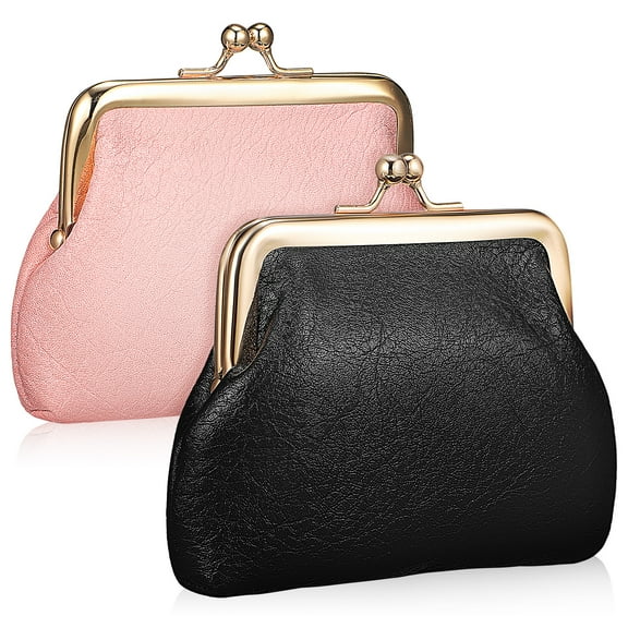 2Pcs Vintage Coin Purse PU Leather Mini Wallet Change Purse Key Holder Pouch for Daily Use Travel