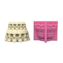 RYUJNDK Geometric Halloween Skull Gypsum Silicone Mold Storage Box Mold for Making Plant Flower Pen Holder