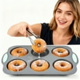thumbnail image 5 of 6-Cavity Silicone Donut Mold – Non-Stick Reusable Tray for Cakes/Pastries/Ice Cubes (Baking & Freezing Use), 5 of 6