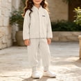 thumbnail image 7 of WAVSUF Girls Fall Fleece Sets 2 Piece, Long Sleeve Zipper Sweatshirts and Joggers Winter Warm Casual Outfits White 5, 7 of 7