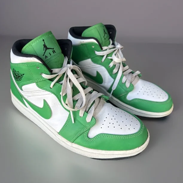 Ni - ke Ni - ke Air Jordan Men’s Mid Lucky Green White High Top Basketball Sneakers US 10