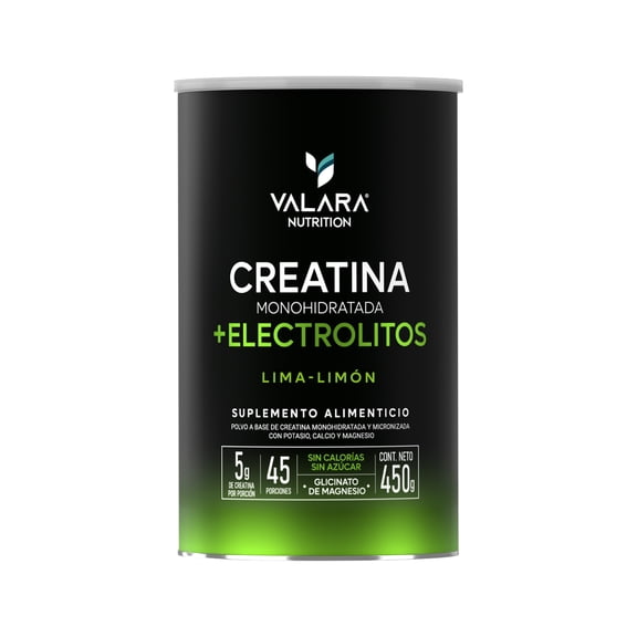 Creatina Monohidratada con Electrolitos Valara sabor Limon 450 g