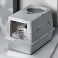 thumbnail image 2 of Stainless Steel Cat Litter Box with Lid, Extra Large Enclosed Cat Litter Pan with Scoop, Odor Resistant & Easy to Clean, 2 of 28