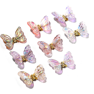 Trianu 3D Butterfly Nail Charms, 10pcs Alloy Butterfly Nail Gems Rhinestones Butterfly Metal Nail Art Crystal Nail Studs Jewelry, 3D Butterfly Charm