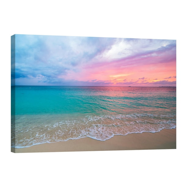 Cuadro Decorativo Playa Atardecer Rosa Canvas Revolution Cuadro 90 x 60 cm