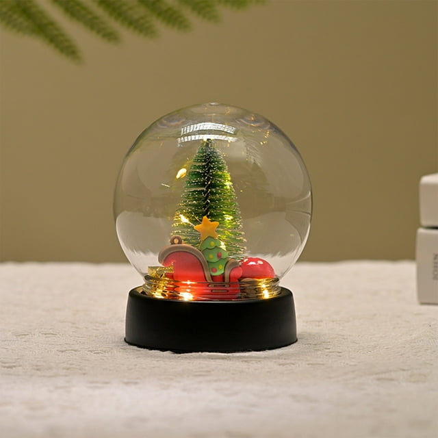 Bola Transparente con Luz Led para Decoración Navideña de Escritorio o Árbol de Navidad | Adorno Festivo con Luz Led | 12 X 10 Cm | Plástico Transparente | 1 Unidad