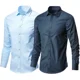 thumbnail image 3 of Camisa blanca de manga larga para hombre, informal, formal, de negocios, de corte entallado, estilo coreano, camisa de trabajo profesional, planchado sin arrugas, 3 of 4