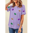 thumbnail image 2 of Women's Wisteria Mardi Gras Crown Patched Graphic T-Shirt - Casual Summer Tee | [ZhiHiMeRi] | (US 20-22)2XL, 2 of 5