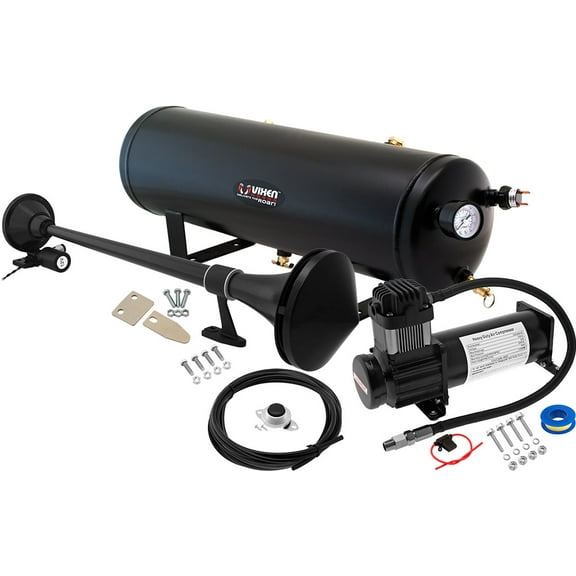 Vixen Horns Train Horn Kit for Trucks/Car/Semi. Complete Onboard System- 200psi Air Compressor, 3 Gallon Tank, 1 Trumpet. Super Loud dB. Fits Vehicles like Pickup/Jeep/RV/SUV 12v VXO8330B/1168B