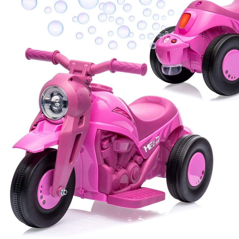 6V Kids Electric Motorcycle with Bubble Function Battery Powered Ride On Motorbike Toy LED Headlights Music Pedal 3 Wheels Bubble Car for Kids Walmart