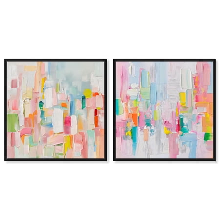 Color Symphony Set Canvas Set of 2 Dopamine Decor Art by Art Remedy Black Frame 30 x 30