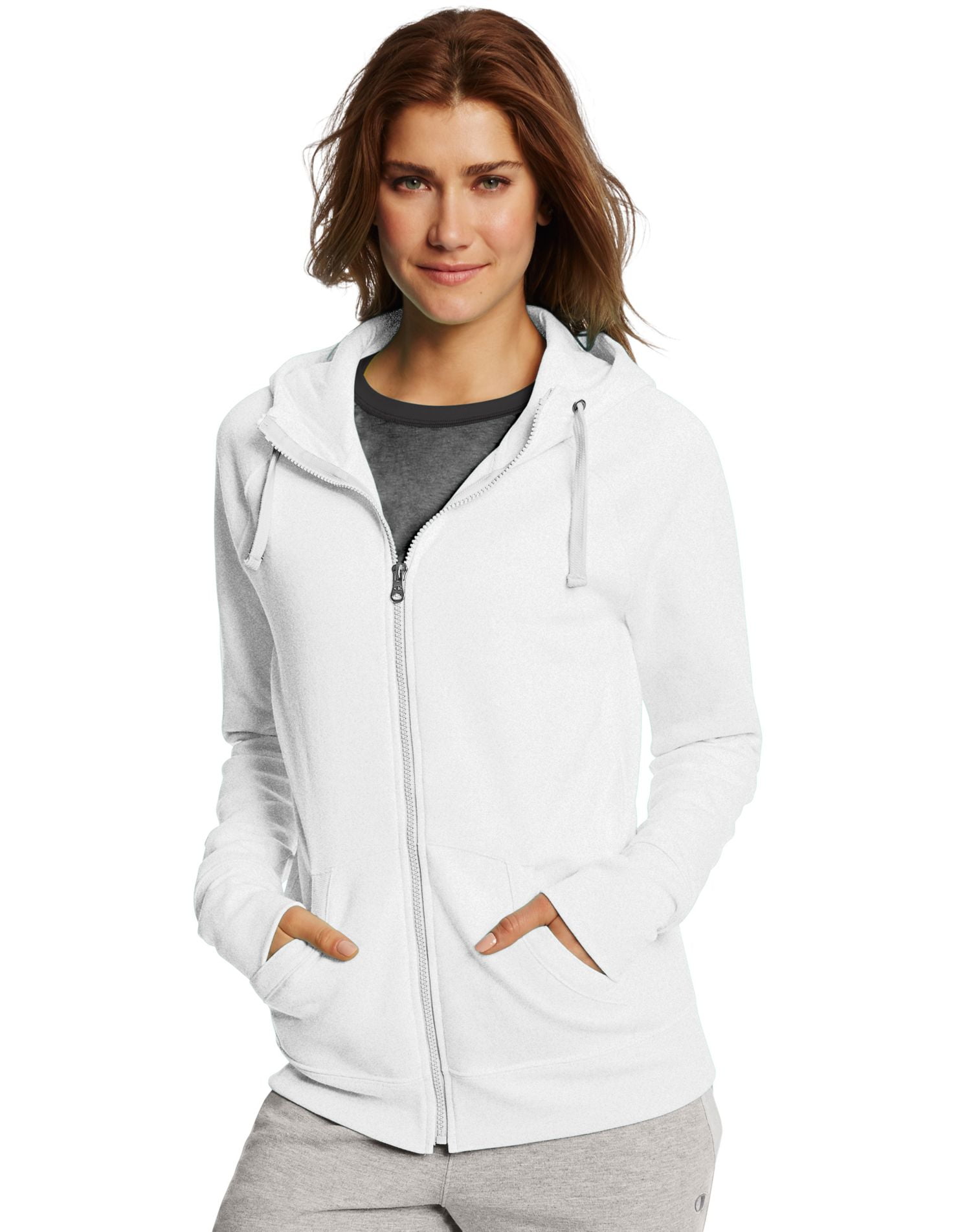 Champion Women`s Fleece Full Zip Hoodie, 2XL, White | Walmart Canada