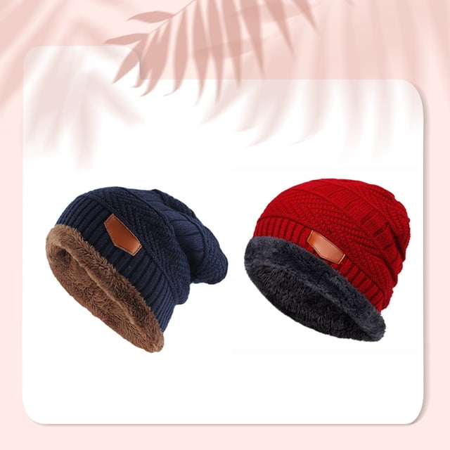 Foreign Trade Labeling Knitted Cap Velvet Wide Application Keep Warm Wool Cap Winter Outdoor Ski Cap
