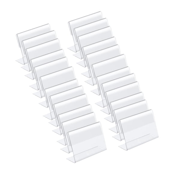 100x Mini soportes de exhibición de letreros acrílicos 4x2cm para tienda minorista forma de L versátil y resistente