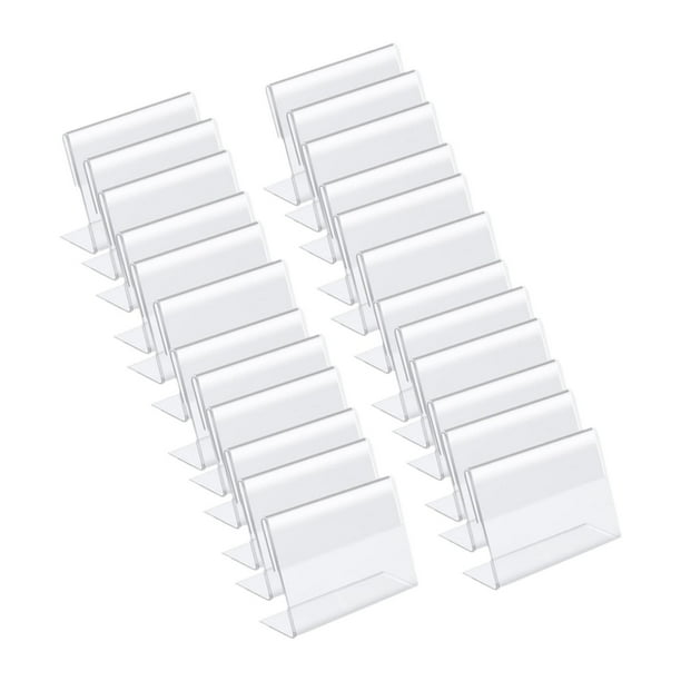 100 Uds Mini letrero acrílico soporte de precio 1,5x0,8 pulgadas para tienda minorista multifuncional transparente ligero forma de L