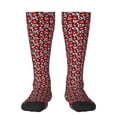 thumbnail image 2 of Picia Women Crew Soft Moisture-wicking Socks Red Floral Pattern Design Cotton Socks, One Size fit All, 2 of 9
