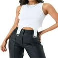 thumbnail image 1 of Summer Ribbed Tank Tops Casual Women Sleeveless Irregular Hem Vest Solid Color Slim Fit Crop Tops Female Base Tops Brown S, 1 of 3