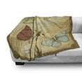 thumbnail image 3 of Dragonfly Soft Flannel Fleece Throw Blanket, Retro Style Butterflies with Flower Petals and Grunge Effects Artwork, Cozy Plush for Indoor and Outdoor Use, 70" x 90", Sand Brown Caramel, by Ambesonne, 3 of 6