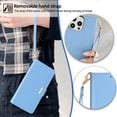 thumbnail image 3 of Allytechgroup Wallet Phone Case for Google Pixel 6 Pro, PU Leather Cards Slots RFID Blocking Flip Cover Metal Strap Hand Wrist Shockproof Stylish Case for Women Girls, Blue, 3 of 8
