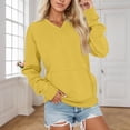 thumbnail image 2 of ManxiVoo Women's V Neck Pocket Sweatshirt Oversized Soft Comfortable Fall Winter Fleece Lined Top No Hood Casual Wear XXL Size Yellow, 2 of 4