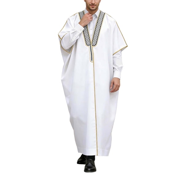 IWRICH Men's Abaya (Bisht) - Cloak Arab Dress White XL