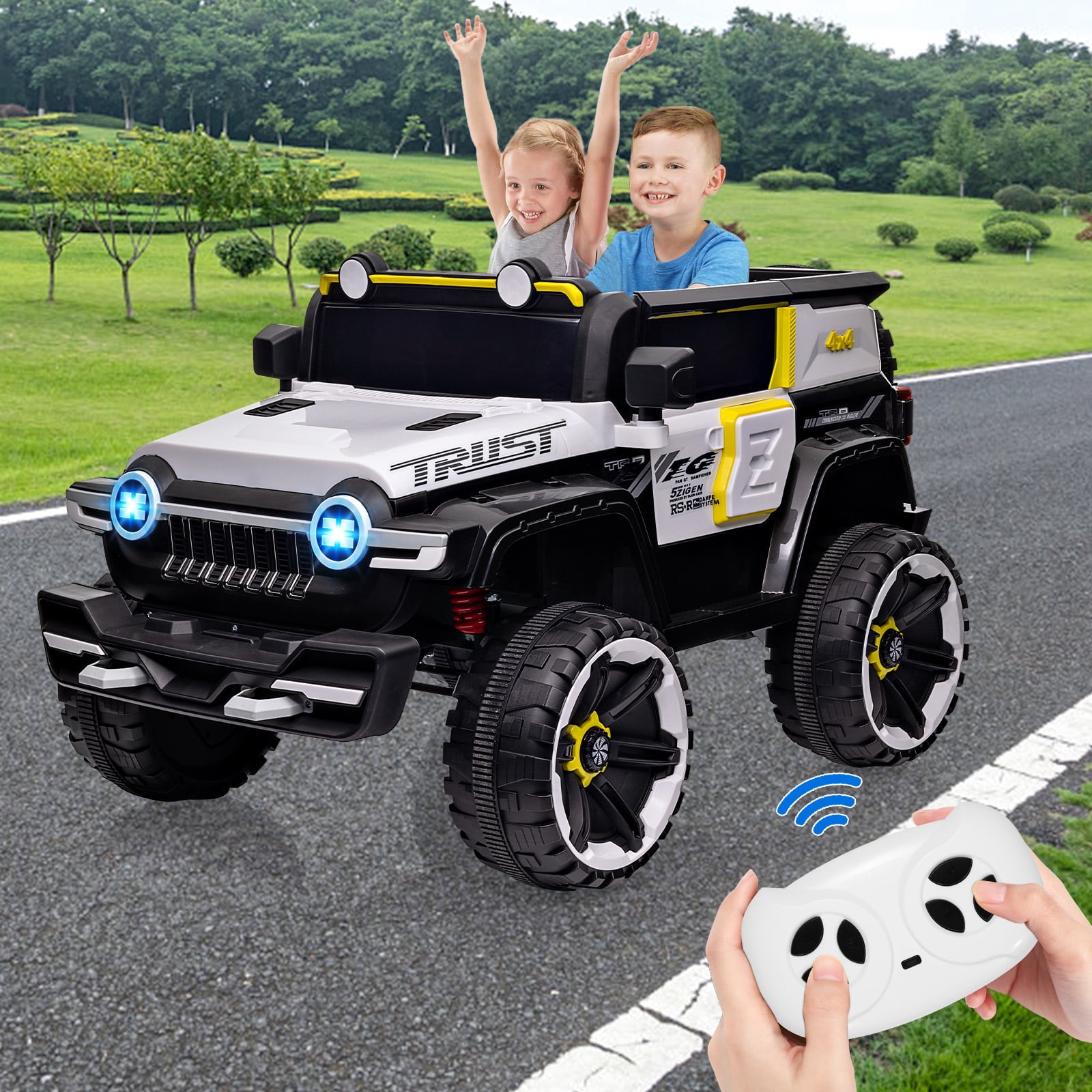 EastVita 12V Ride on Car FL-3588 Off-Road Vehicle Ride on Toy 25W*2 4 Wheeler Battery Powered Quad Toy Vehicle with Remote Control /MP3/ Suspension System /LED Lights/Off-Road Tires/etc