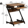 thumbnail image 3 of Computer Desk with Keyboard Tray, 23.6 inch Rolling Small Desk with Wheels, Computer Cart with Storage, Mobile Desk Z Shaped for PC, Home Office, Brown, 3 of 8